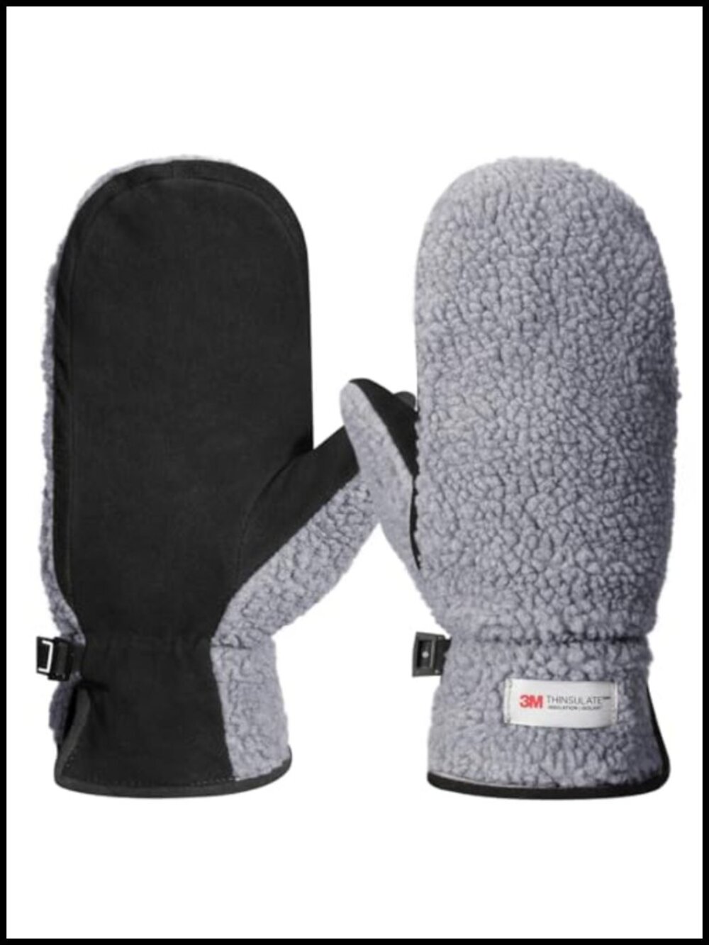 Suede Lambswool Mittens Thermal Lined Winter Mittens w/ Finger Liners